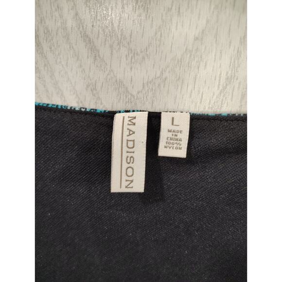 Madison Floral A-Line Dress Women's Square Neck Lined Stretch Size L Business - Picture 3 of 7